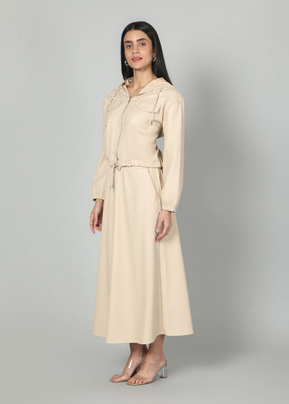 Gaiia Faux Leather Skirt Co-Ord Set - Brown