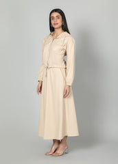 Gaiia Faux Leather Skirt Co-Ord Set - Brown