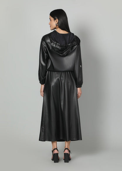 Gaiia Faux Leather Skirt Co-Ord Set - Brown