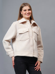 Gaiia Spread Collar Solid Buttoned Shacket
