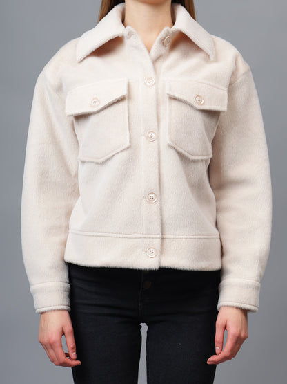 Gaiia Spread Collar Solid Buttoned Shacket