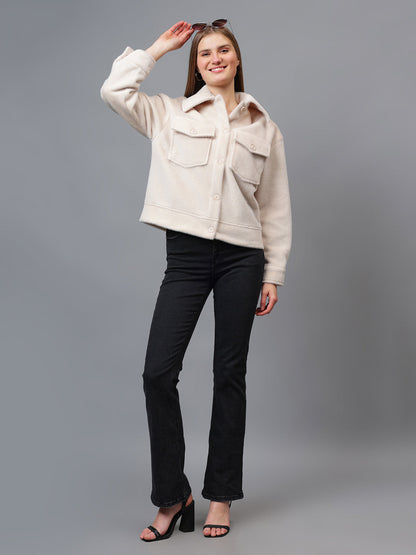 Gaiia Spread Collar Solid Buttoned Shacket
