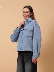 Gaiia Spread Collar Solid Buttoned Shacket