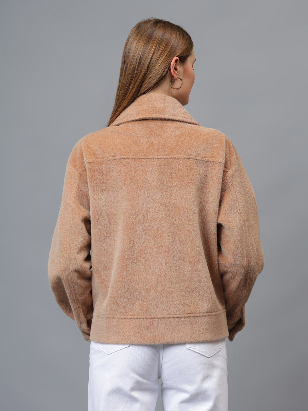 Gaiia Spread Collar Solid Buttoned Shacket