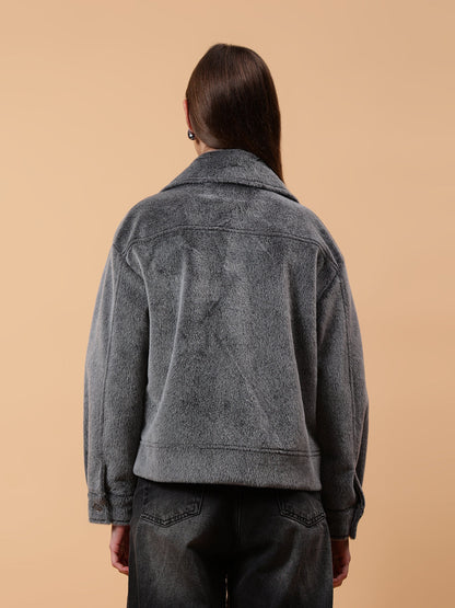 Gaiia Spread Collar Solid Buttoned Shacket