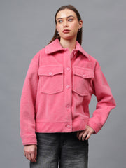 Gaiia Spread Collar Solid Buttoned Shacket