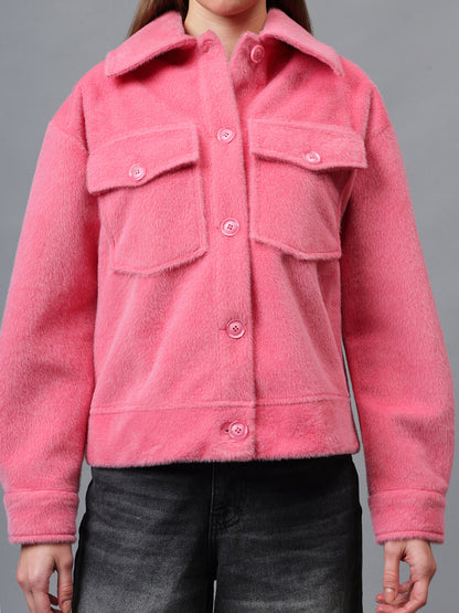 Gaiia Spread Collar Solid Buttoned Shacket