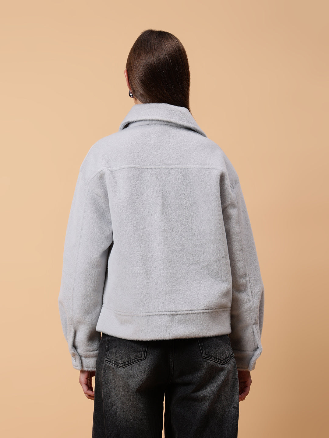 Gaiia Spread Collar Solid Buttoned Shacket