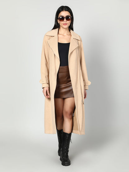 Gaiia Single Breasted Solid Colour Zipper Coat