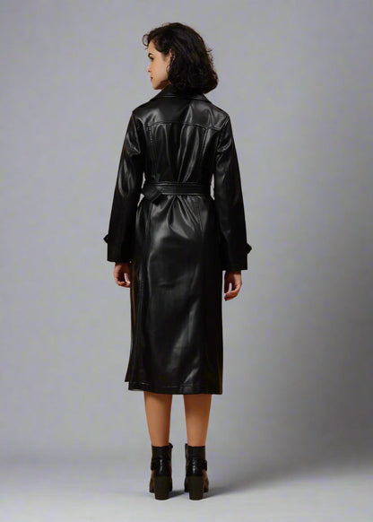 Gaiia Faux Leather Single Breasted Zipper Coat