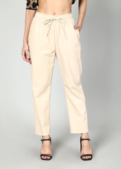 Faux Leather Trousers With Elasticated Waist