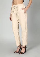 Faux Leather Trousers With Elasticated Waist