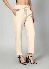 Faux Leather Trousers With Elasticated Waist
