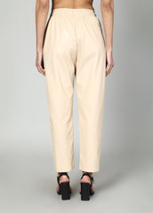 Faux Leather Trousers With Elasticated Waist