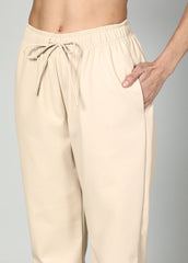 Faux Leather Trousers With Elasticated Waist