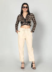 Gaiia Faux Leather Elasticated Waist Trouser