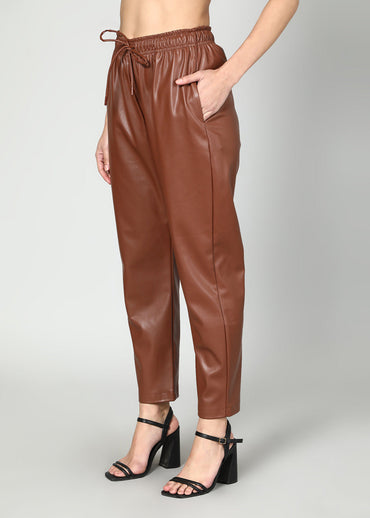Gaiia Faux Leather Elasticated Waist Trouser