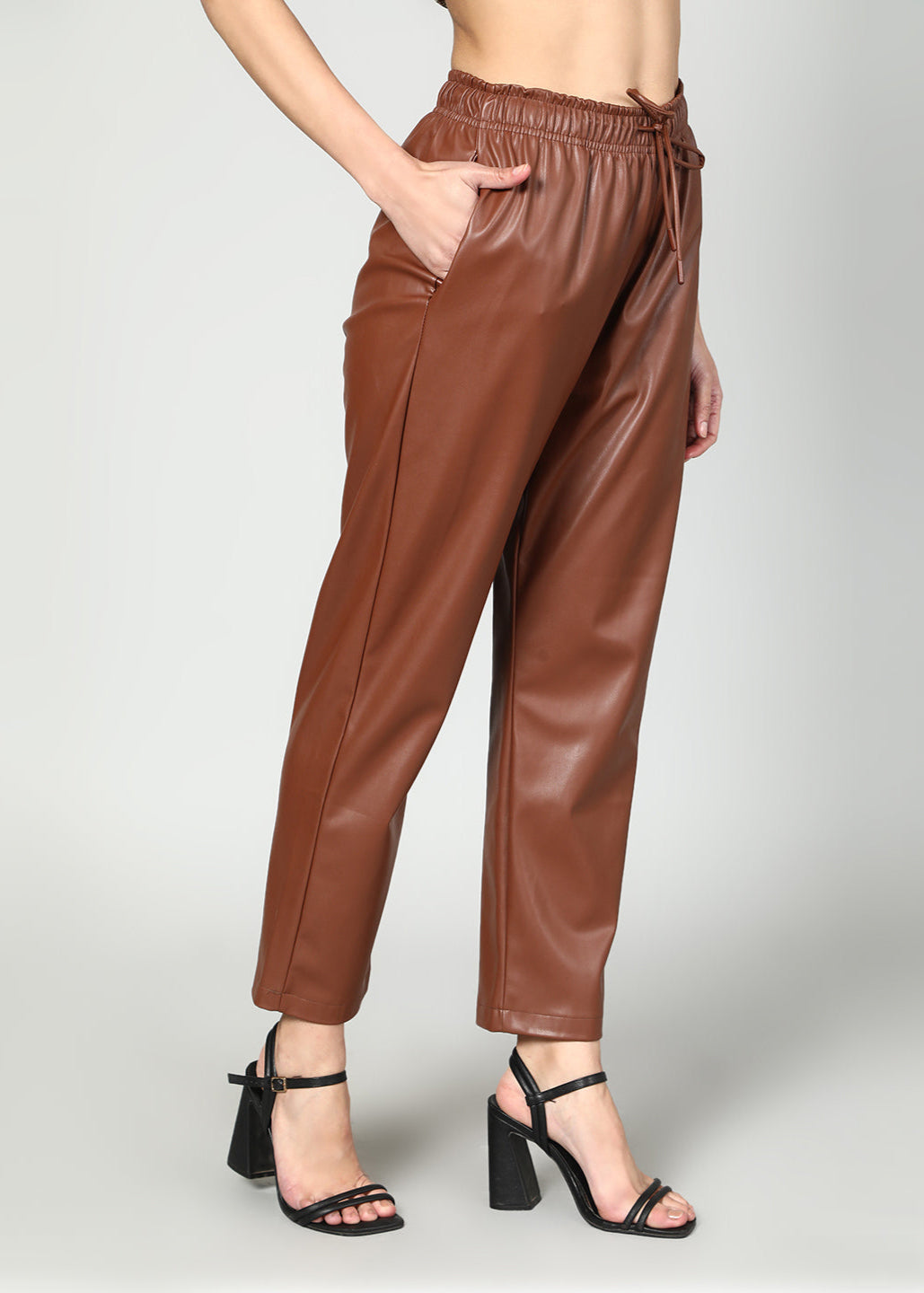 Gaiia Faux Leather Elasticated Waist Trouser