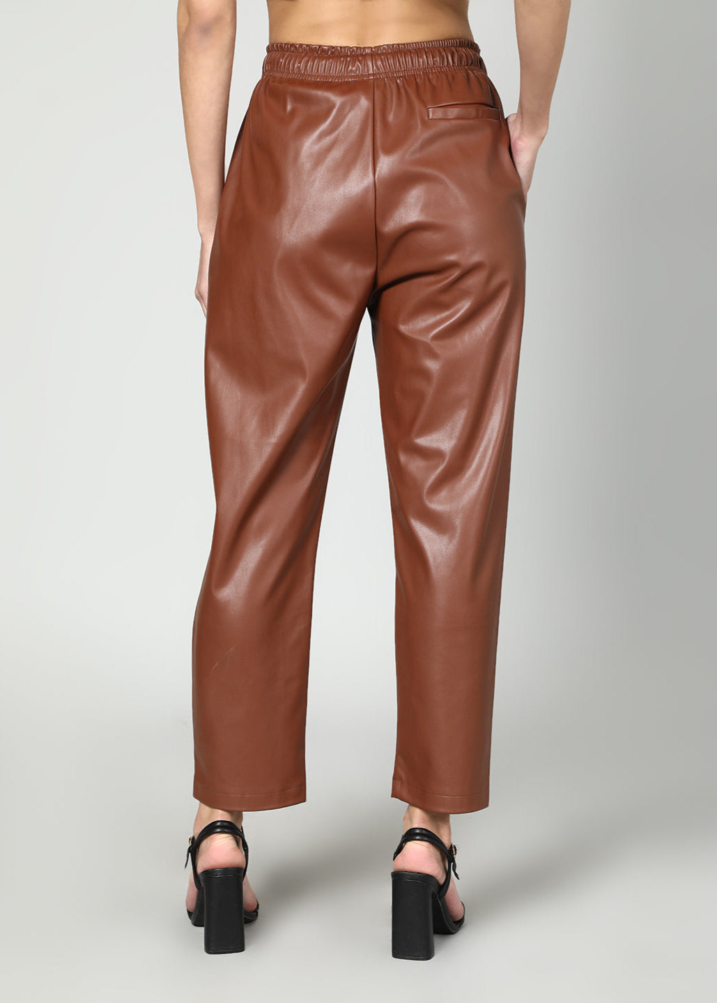 Gaiia Faux Leather Elasticated Waist Trouser