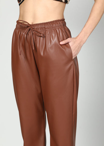 Gaiia Faux Leather Elasticated Waist Trouser