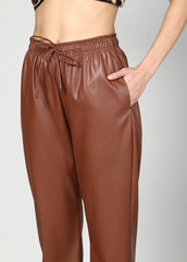 Gaiia Faux Leather Elasticated Waist Trouser
