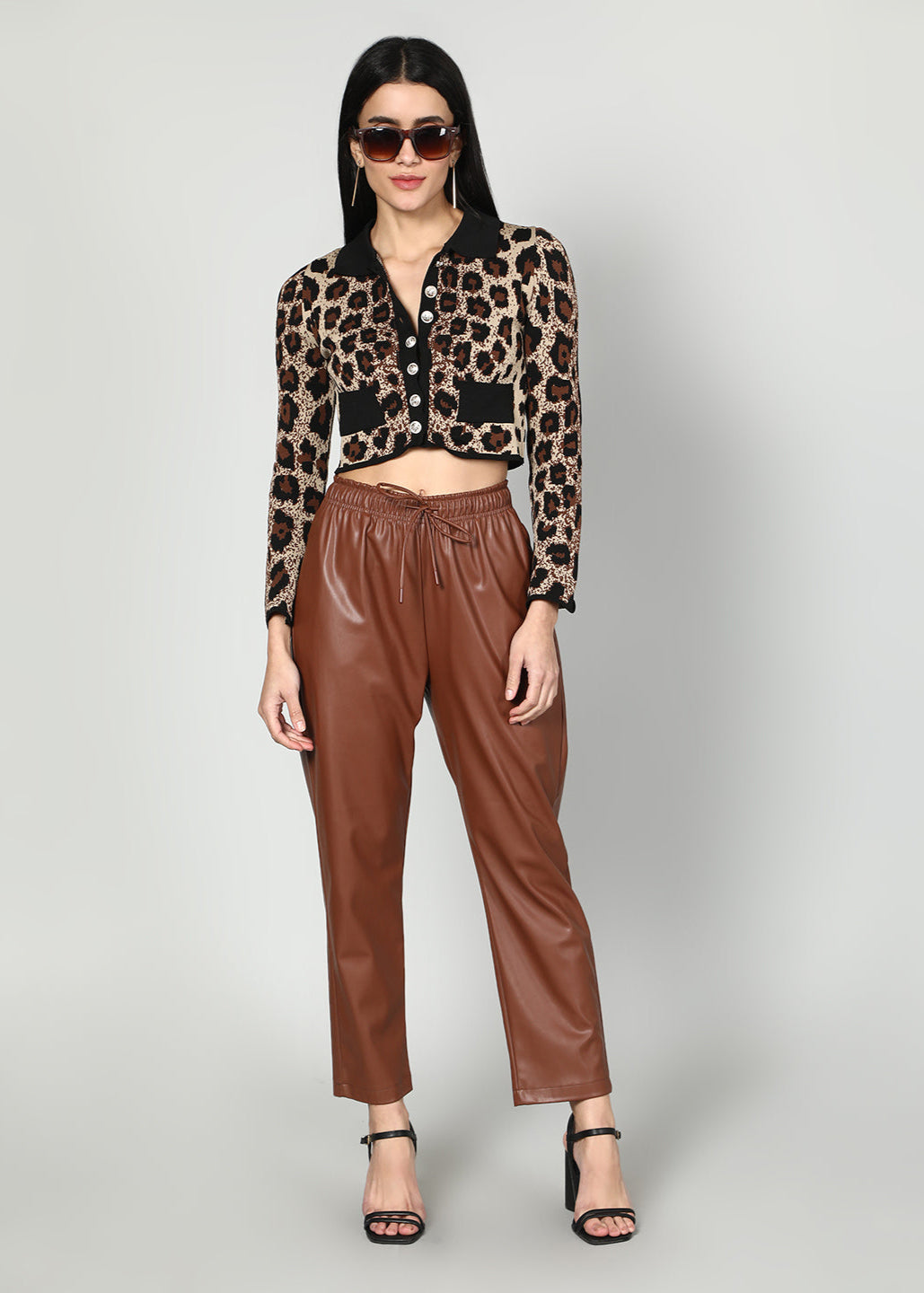 Gaiia Faux Leather Elasticated Waist Trouser