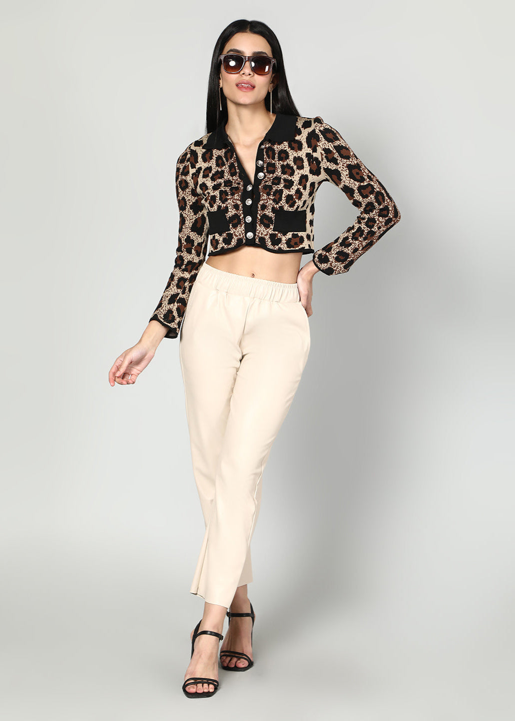 Gaiia Elasticated Solid Leather Pants