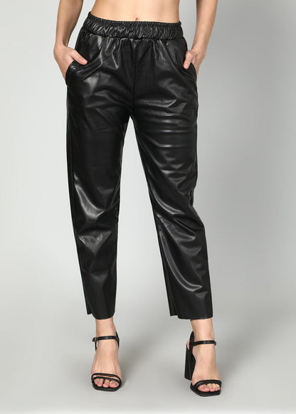 Gaiia Elasticated Solid Leather Pants