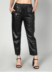 Gaiia Elasticated Solid Leather Pants