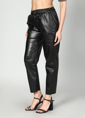 Gaiia Elasticated Solid Leather Pants