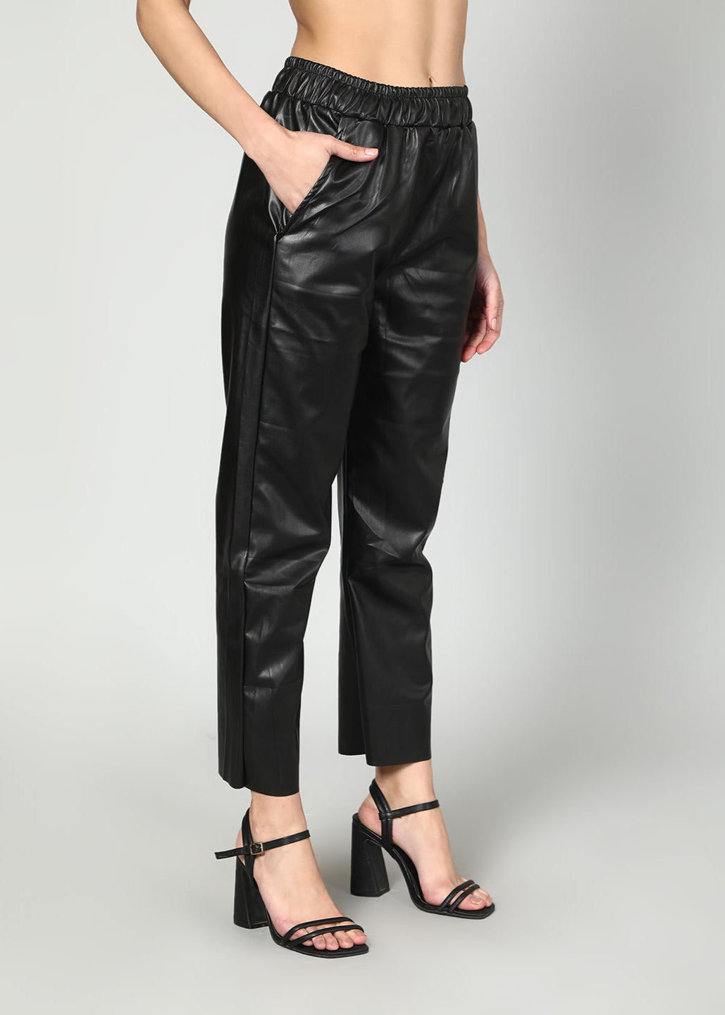 Gaiia Elasticated Solid Leather Pants
