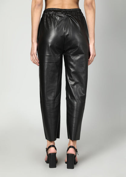 Gaiia Elasticated Solid Leather Pants
