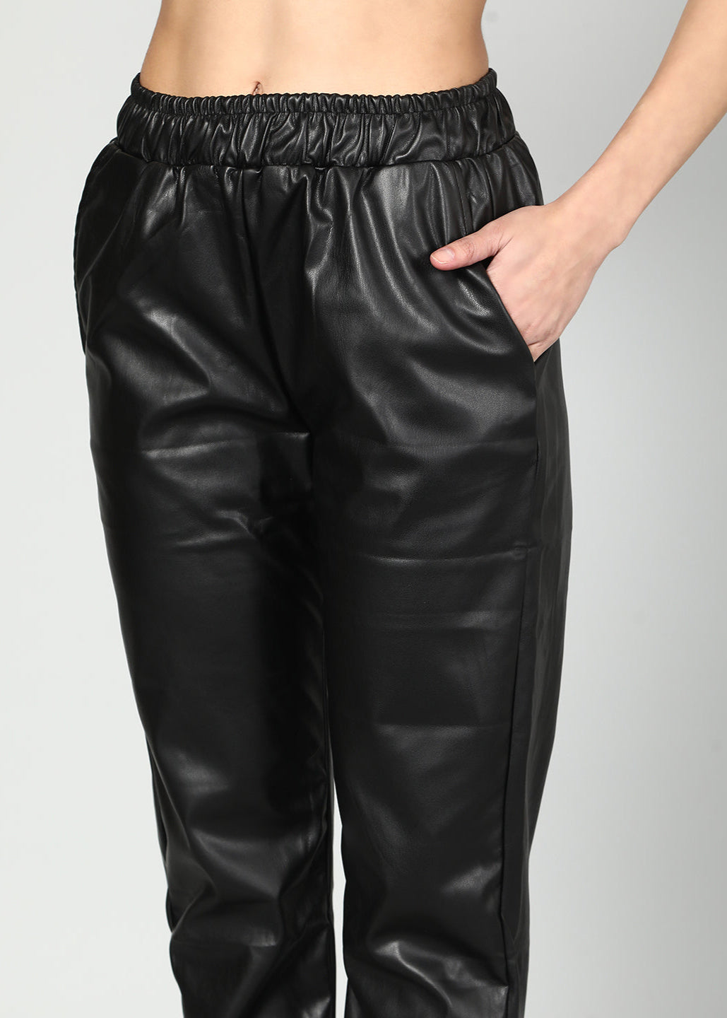 Gaiia Elasticated Solid Leather Pants