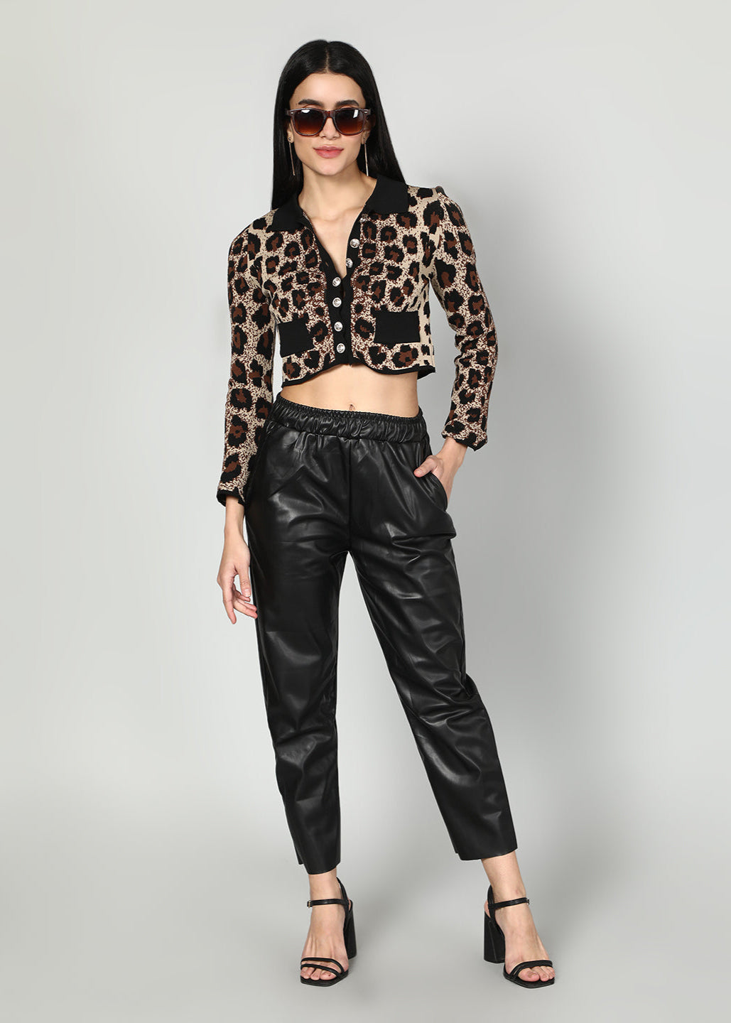Gaiia Elasticated Solid Leather Pants