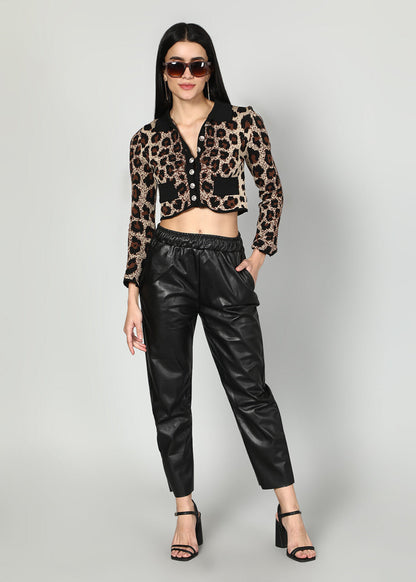 Gaiia Elasticated Solid Leather Pants