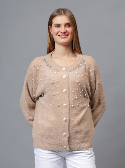 Gaiia Pearl Studded Cardigan