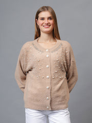 Gaiia Pearl Studded Cardigan