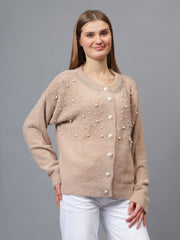 Gaiia Pearl Studded Cardigan