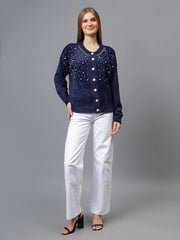 Gaiia Pearl Studded Cardigan