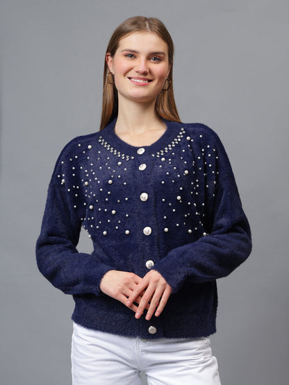 Gaiia Pearl Studded Cardigan