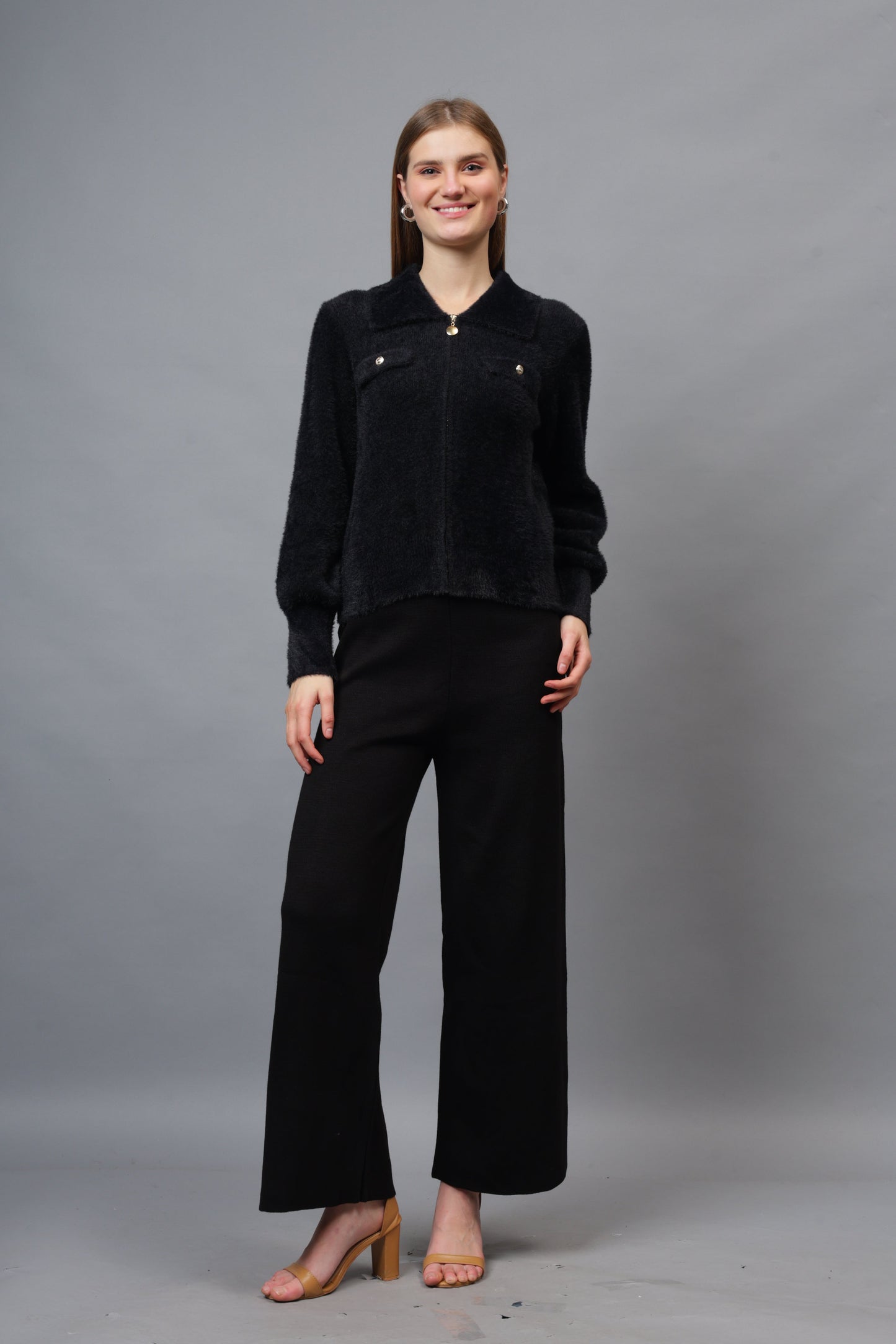 Gaiia Women Woolen Zipper Cardigan