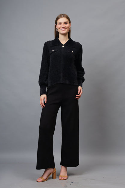 Gaiia Women Woolen Zipper Cardigan