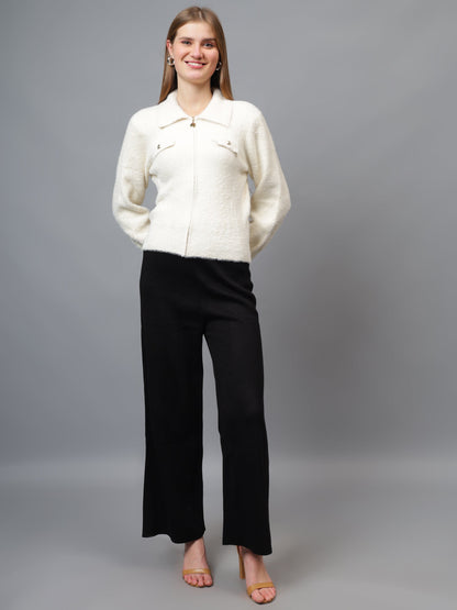 Gaiia Women Woolen Zipper Cardigan