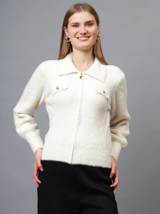 Gaiia Women Woolen Zipper Cardigan