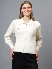 Gaiia Women Woolen Zipper Cardigan