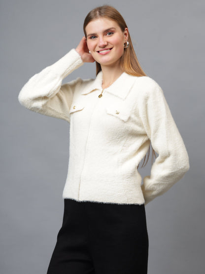 Gaiia Women Woolen Zipper Cardigan