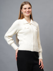 Gaiia Women Woolen Zipper Cardigan