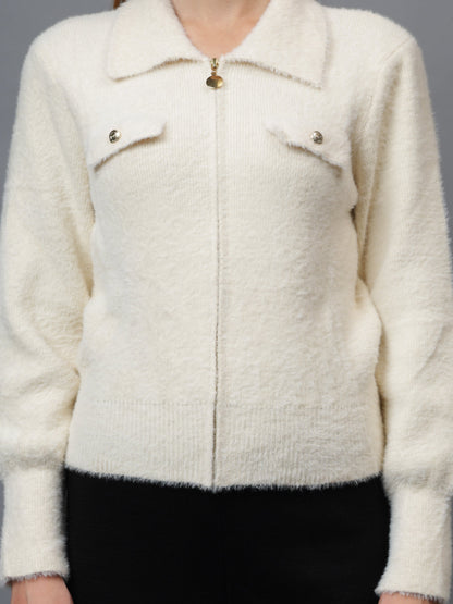 Gaiia Women Woolen Zipper Cardigan