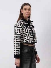 Geometric Print Collared Shacket