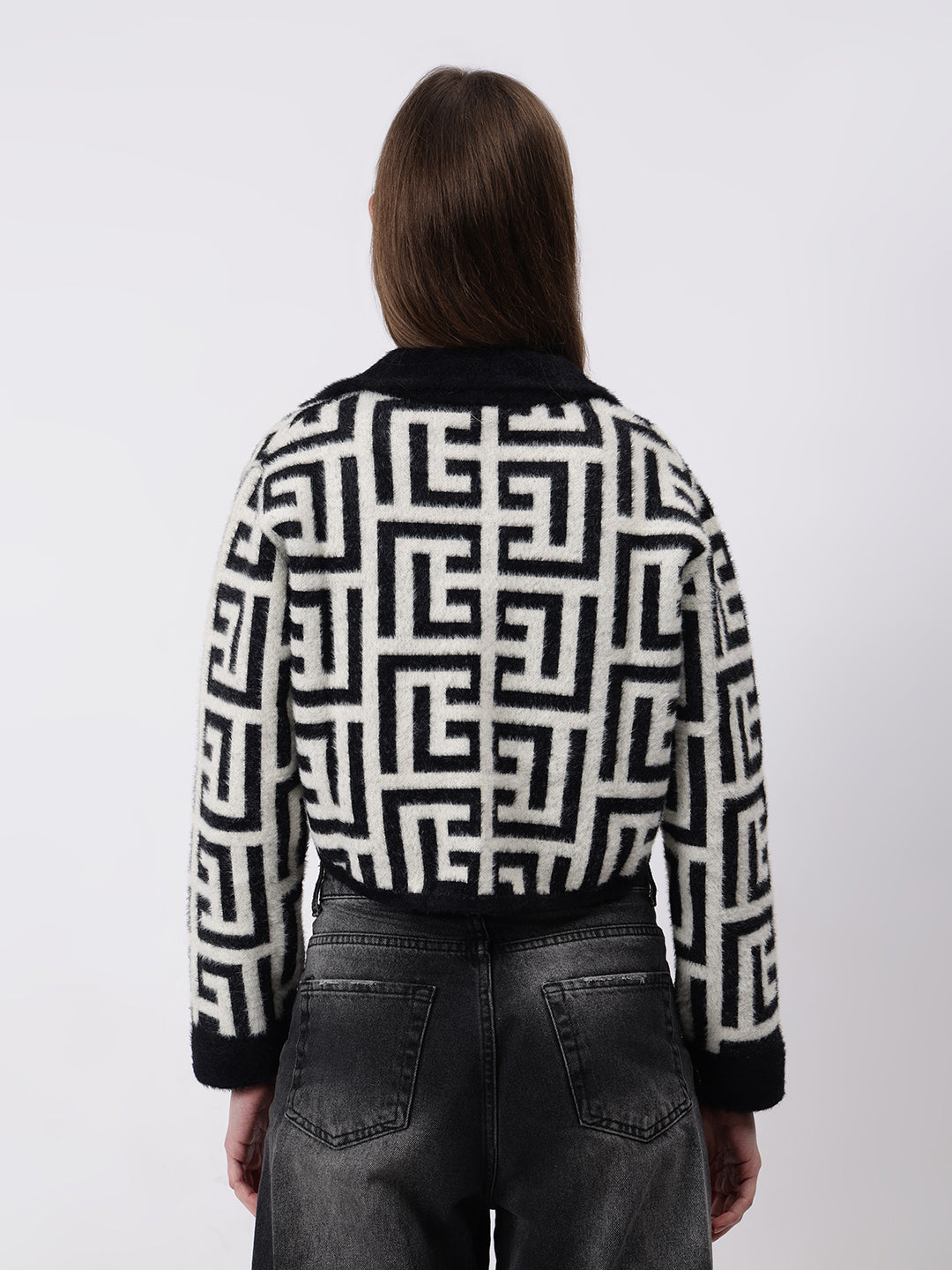 Gaiia Geometric Print Collared Shacket